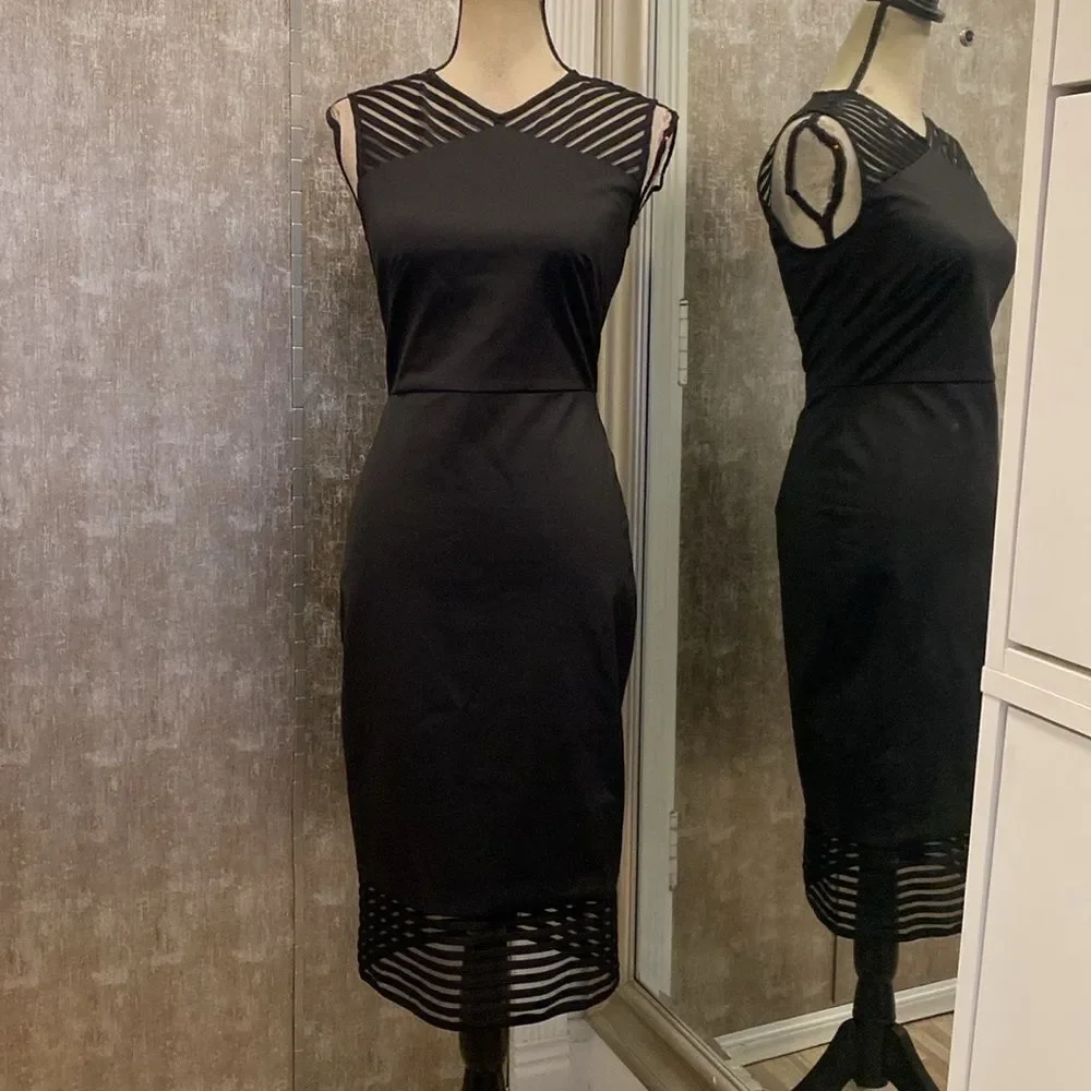 Ted Baker Black Sheath Midi Dress Mock Neck Sleeveless, S - Picture 3 of 12